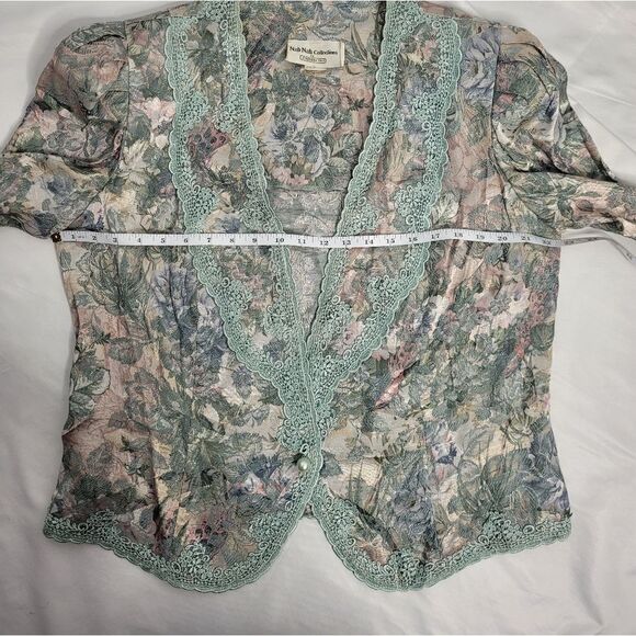 VINTAGE 80s does Victorian blazer metallic tapestry floral jacket 16W - Picture 14 of 15